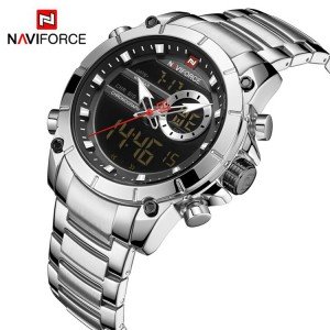 Naviforce NF9163 Chain Strap Silver & Black Color  Watch