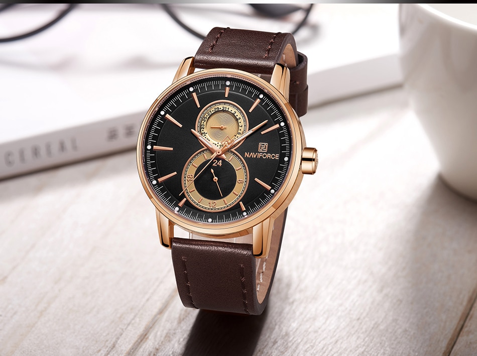 NAVIFORCE NF3005M Chronograph Watch Leather Strap
