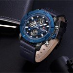 Naviforce NF-9139 Leather Strap Blu Color Watch