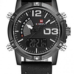 Naviforce NF9095 Leather Strap Black Color Watch