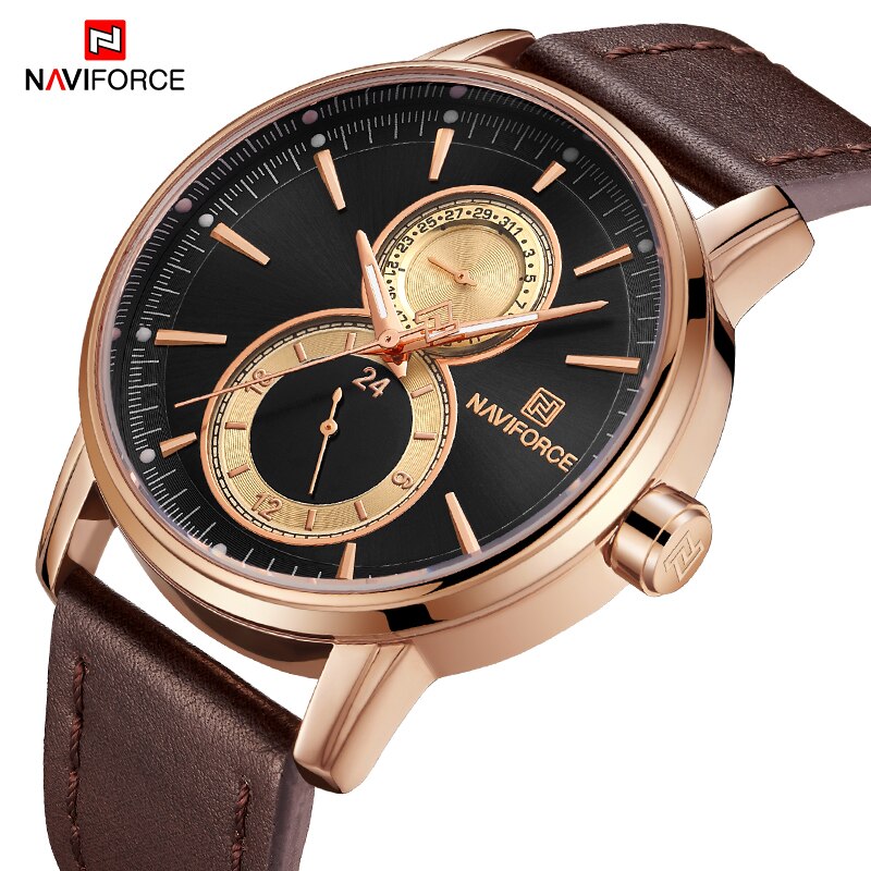NAVIFORCE NF3005M Chronograph Watch Leather Strap
