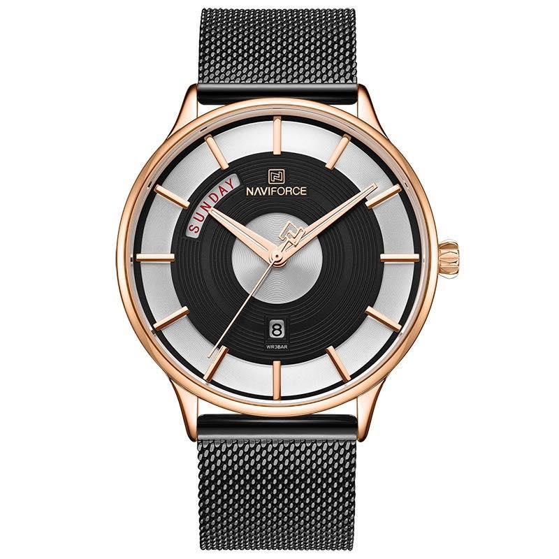 Naviforce NF-3007M Chaffer Chain Strap Black Color Watch