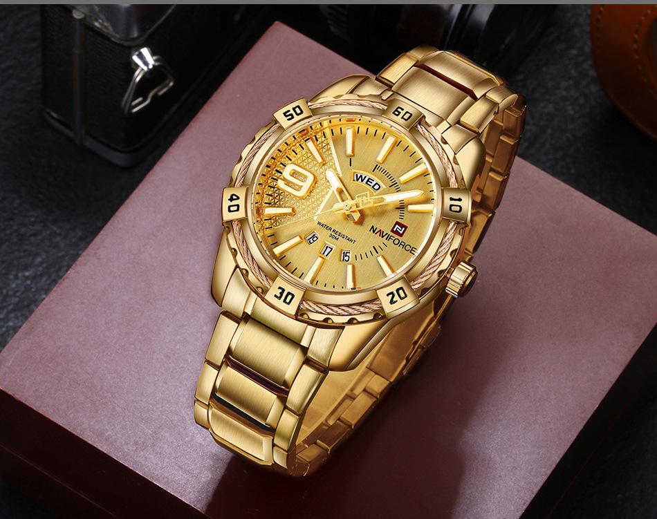 Naviforce NF-9117M Chain Strap Golden Color Watch