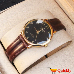 Omax SC 7491 Is Men Leather Analog Dark Brown Band Watch