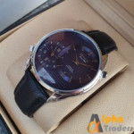 Original Omax S002 Double Time Blue Leather Strap Watch