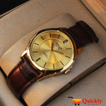 Omax SC 7491 Is Men Leather Analog Brown Band Watch