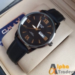 Omax SCZ009 Day Date Black Color Watch Stainless Steel