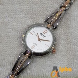 Omax JES974 Silver Rose Gold Color Bracelet Ladies Watch Stainless Steel