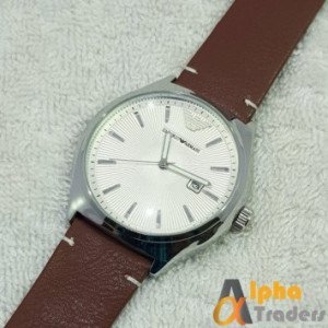Emporio Armani Leather Strap Stylish Watch With Date