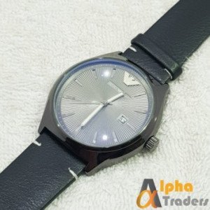 Emporio Armani Leather Strap Wrist Watch With Date