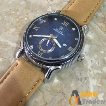 Rolex Oyester Perpatual Watch Leather Strap Wrist Watch With Date
