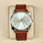 Tomi T084 Silver Dial Leather Strap Watch
