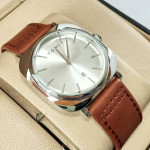 Tomi T084 Silver Dial Leather Strap Watch