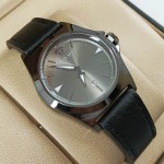 Tomi T041 Men Leather Strap Watch Black Dial With Date