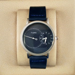 Tomi T087 Men Leather Watch With Blue & Silver Dial