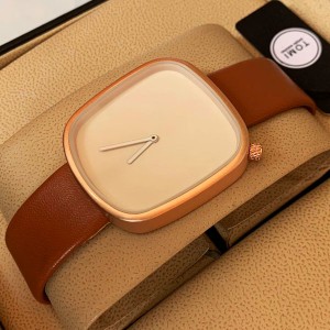 Tomi T077 Men Leather Strap Watch Gold & White Dial