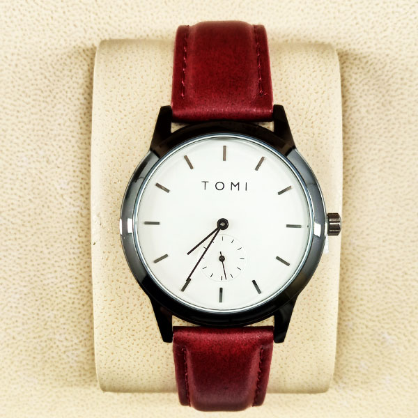 Tomi T088 Leather Strap Watch  White Dial