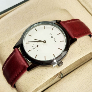Tomi T088 Leather Strap Watch  White Dial