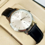 Tomi T088 Leather Strap Watch  Silver Dial