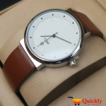 Tomi T091 Men Leather Watch With White Beautiful Dial