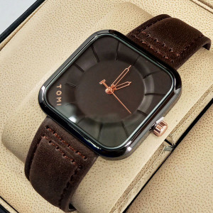 Tomi T093 Men Black Dial Leather Strap Watch