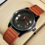 Tomi T099 Men Black Dial Leather Strap Watch