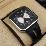 Tomi T094 Men Leather Watch With Black Leather and White and Black Dial