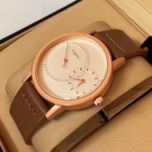 Tomi T087 Men Leather Watch With Brown Strip Leather