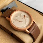 Tomi T087 Men Leather Watch With Brown Strip Leather