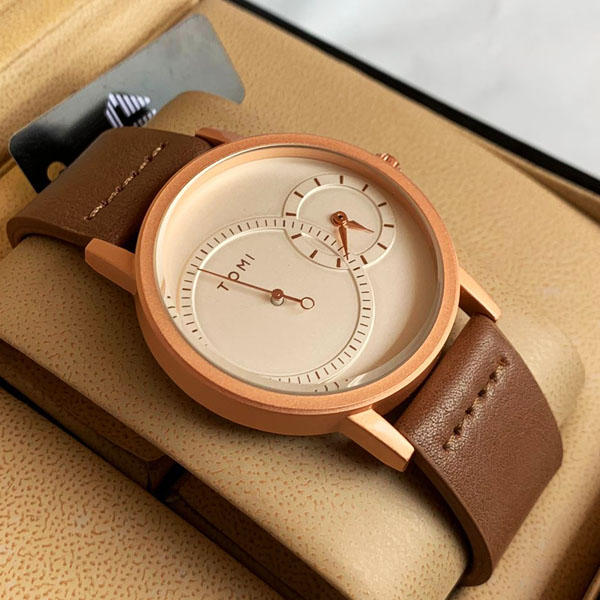 Tomi T087 Men Leather Watch With Brown Strip Leather