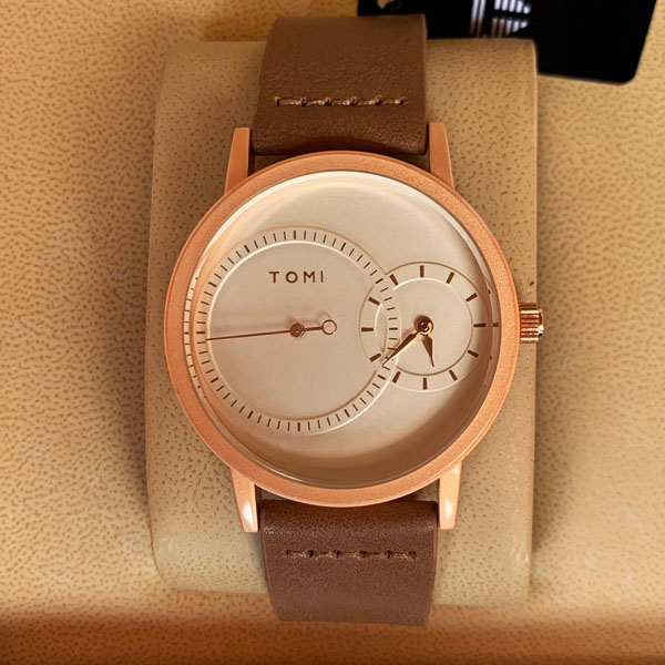 Tomi T087 Men Leather Watch With Brown Strip Leather