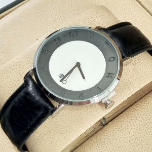 Tomi T085 Black & White Dial Leather Strap Watch