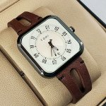 Tomi T094 Men Leather Strap Watch White & Black Dial
