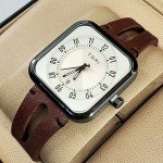 Tomi T094 Men Leather Strap Watch White & Black Dial