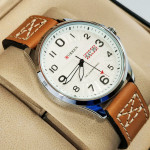 Curren M8269 Watch Leather Strap With Day & Date