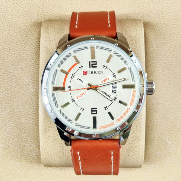 Curren M8211 Watch Leather Strap with Date & Day Stylish Watch