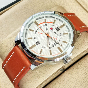 Curren M8211 Watch Leather Strap with Date & Day Stylish Watch