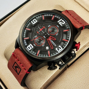 Curren M8278 Watch Leather Strap Chronograph With Date