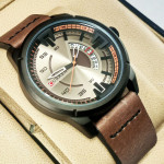 Curren M8298 Watch Leather Strap Date in Dial