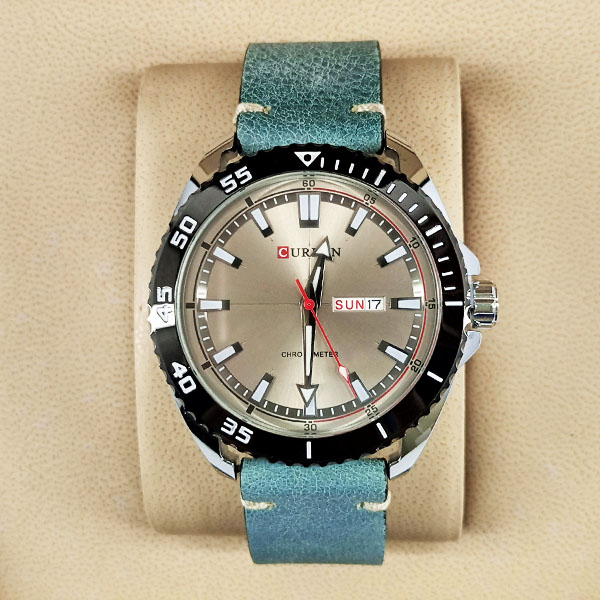 Curren M8272 Watch Leather Strap With Day & Date