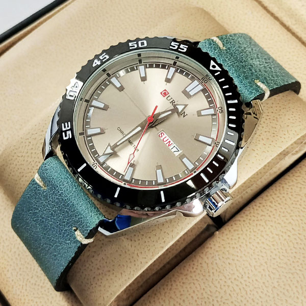 Curren M8272 Watch Leather Strap With Day & Date