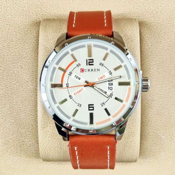 Curren M8211 Watch Leather Strap with Date & Day Stylish Watch