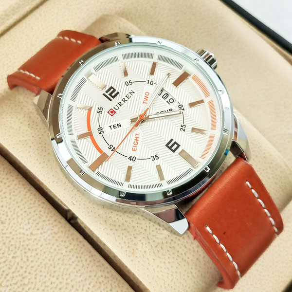 Curren M8211 Watch Leather Strap with Date & Day Stylish Watch