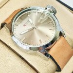 Curren M8208 Men's Watch  Brown Leather Strap grey diagonal