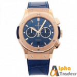 Hublot 582888 Men Leather Analog Watch With Blue Amazing Band And Golden Shade On Dial