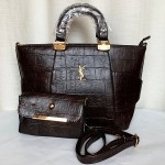 YSL Ladies Hand Bag 2 Piece With Leather Stripe QB00289
