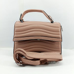 Ladies Hand Bag With Leather Stripe Brown Color QB00335