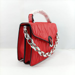 Ladies Hand Bag With Leather Stripe Red Color QB00336