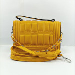 Ladies Hand Bag With Leather Stripe Yellow Color QB00337