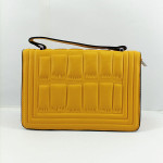 Ladies Hand Bag With Leather Stripe Yellow Color QB00337